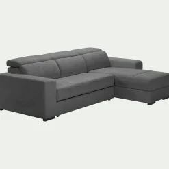 Canapé d'angle réversible convertible en tissu - gris moyen