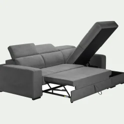 Canapé d'angle réversible convertible en tissu - gris moyen