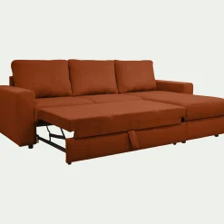 Canapé d'angle réversible convertible en velours côtelé - brun rustrel