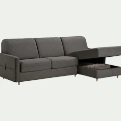 Canapé d'angle réversible convertible en tissu matelas densité 35kg/m3 - gris vésuve