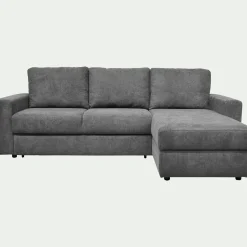 Canapé d'angle réversible convertible en tissu tramé - gris restanque
