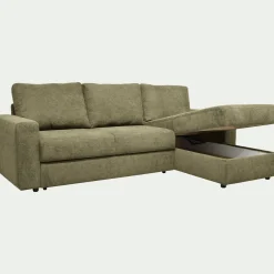 Canapé d'angle réversible convertible en tissu tramé - vert cèdre