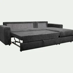 Canapé d'angle réversible convertible en tissu tramé - gris ardoise