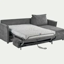Canapé d'angle réversible convertible en tissu avec matelas densité 25kg/m3 - gris restanque