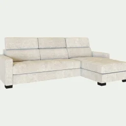 Canapé d'angle réversible convertible matelas Bultex en tissu genesis avec accoudoirs 15cm - blanc ventoux