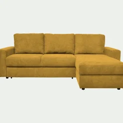 Canapé d'angle réversible convertible en tissu tramé - jaune argan