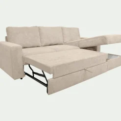 Canapé d'angle réversible convertible en tissu tramé - beige roucas