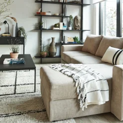 Canapé d'angle réversible convertible en tissu tramé - beige roucas