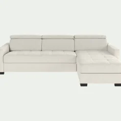 Canapé d'angle réversible fixe en cuir de buffle avec accoudoirs 15cm - blanc