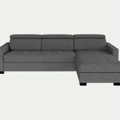 Canapé d'angle réversible fixe en tissu pop avec accoudoirs 15cm - gris moyen
