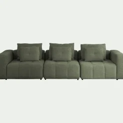 Canapé droit modulable en tissu Benjo - vert cèdre