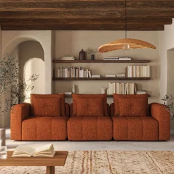 Canapé droit modulable en tissu Benjo - brun rustrel