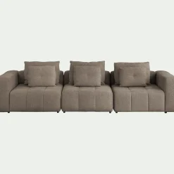 Canapé droit modulable en tissu Benjo - gris vesuve