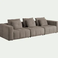 Canapé droit modulable en tissu Benjo - gris vesuve