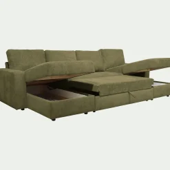 Canapé en U convertible en tissu tramé - vert cèdre