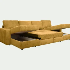Canapé en U convertible en tissu - jaune argan