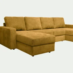 Canapé en U convertible en tissu - jaune argan