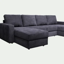 Canapé en U convertible en tissu tramé - bleu calabrun