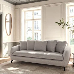 Canapé fixe 3 places en tissu tramé - beige roucas