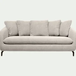 Canapé fixe 3 places en tissu tramé - beige roucas