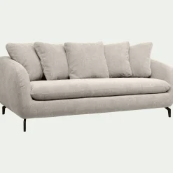 Canapé fixe 3 places en tissu tramé - beige roucas