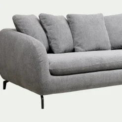 Canapé fixe 3 places en tissu tramé - gris ardoise