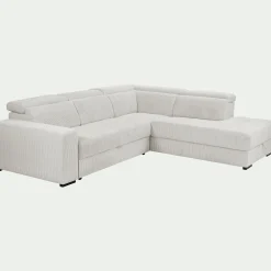 Canapé grand angle droit convertible en tissu castello - beige roucas