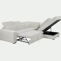 Canapé grand angle droit convertible en tissu castello - beige roucas