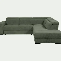 Canapé grand angle droit convertible en tissu Castelo - vert cèdre