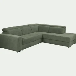 Canapé grand angle droit convertible en tissu Castelo - vert cèdre