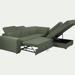 Canapé grand angle droit convertible en tissu Castelo - vert cèdre