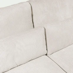 Canapé grand angle droit fixe avec méridienne en velours côtelé Azores - beige