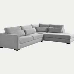 Canapé grand angle droit fixe en tissu Bloq - gris moyen
