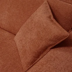 Canapé grand angle droit fixe en tissu tramé - brun rustrel