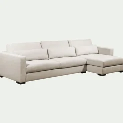 Canapé grand angle gauche fixe en tissu Bloq - beige roucas