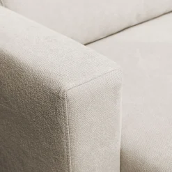 Canapé grand angle gauche fixe en tissu Bloq - beige roucas