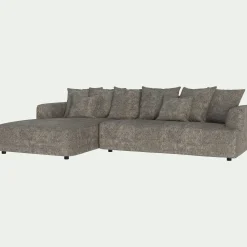 Canapé grand angle gauche fixe en tissu Genesis - beige alpilles