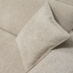 Canapé grand angle gauche fixe en tissu tramé - beige