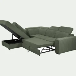 Canapé grand angle gauche convertible en tissu Castello - vert cèdre