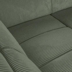 Canapé grand angle gauche convertible en tissu Castello - vert cèdre