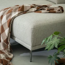 Canapé grand d'angle droit en tissu avec fonction avance-recul - beige roucas