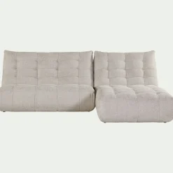 Canapé modulable avec méridienne en tissu chenille - beige roucas