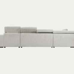 Canapé panoramique convertible avec méridienne gauche en tissu castello - beige roucas