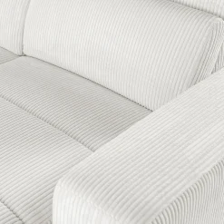 Canapé panoramique convertible avec méridienne gauche en tissu castello - beige roucas