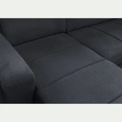 Canapé panoramique convertible avec méridienne gauche en tissu doux - bleu calabrun