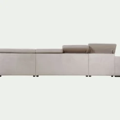 Canapé panoramique convertible avec méridienne gauche en tissu doux - beige
