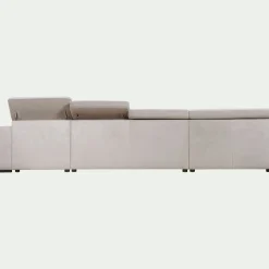 Canapé panoramique convertible avec méridienne droite en tissu doux - beige