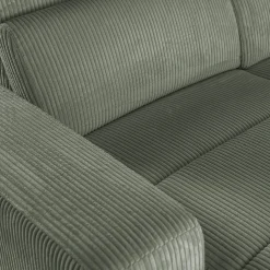 Canapé panoramique convertible avec méridienne droite en tissu castello - vert cèdre