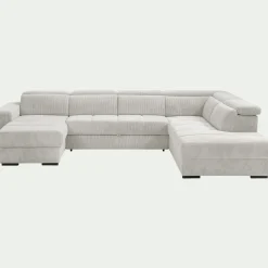 Canapé panoramique convertible avec méridienne droite en tissu castello - beige roucas