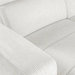 Canapé panoramique convertible avec méridienne droite en tissu castello - beige roucas